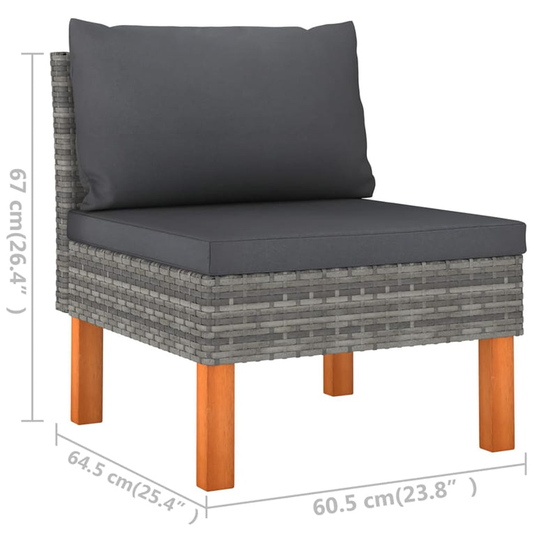 6-delige Loungeset met kussens poly rattan grijs MeubelReus