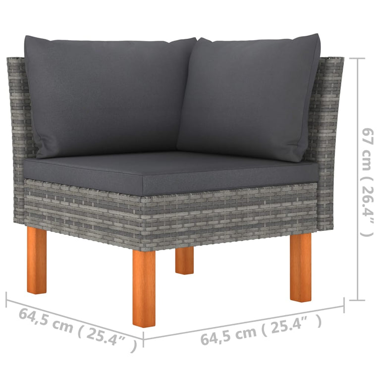 8-delige Loungeset met kussens poly rattan grijs MeubelReus
