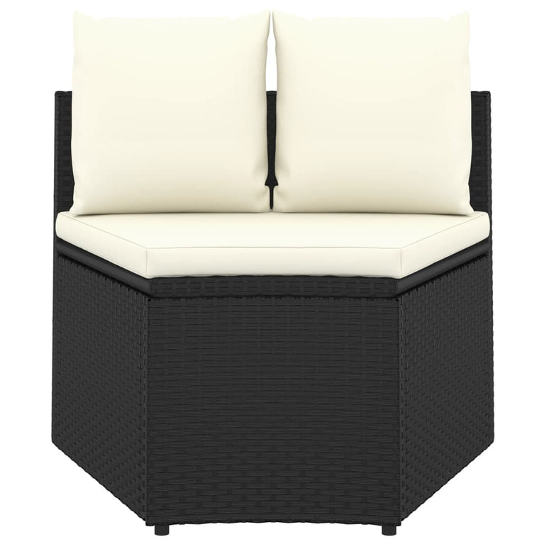 7-delige Loungeset met kussens poly rattan zwart MeubelReus