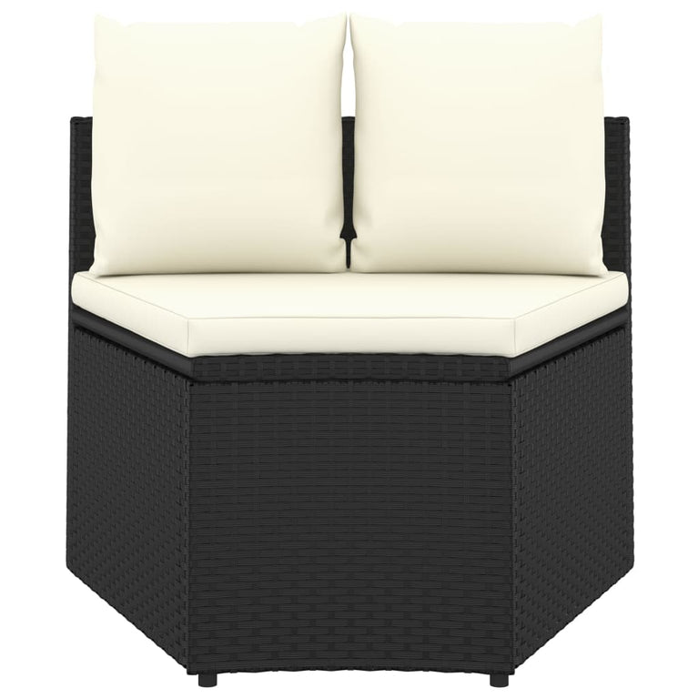6-delige Loungeset met kussens poly rattan zwart MeubelReus