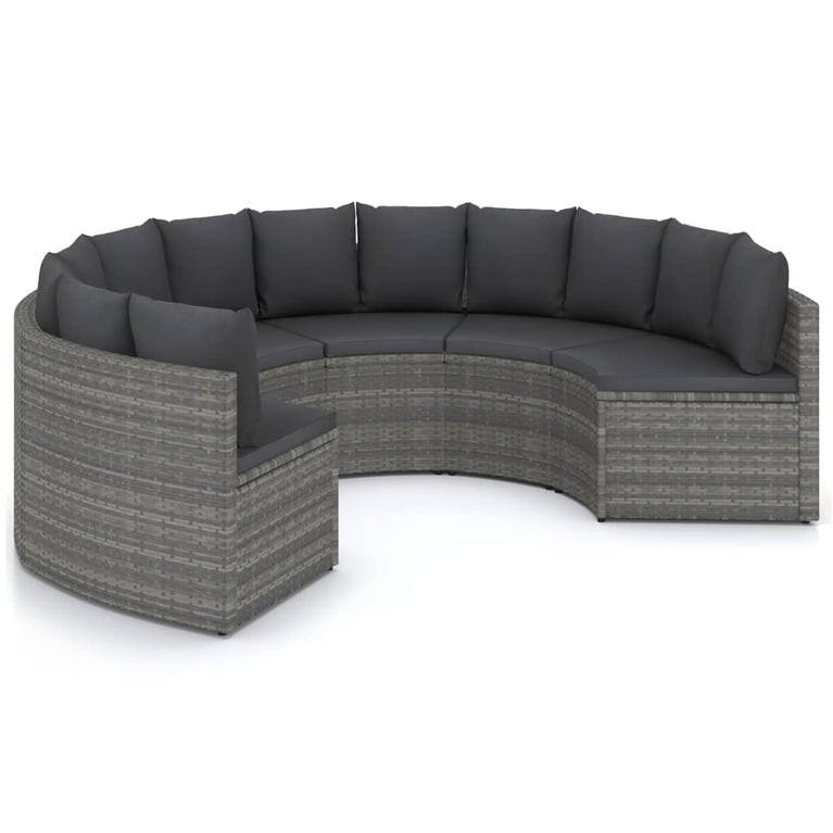6-delige Loungeset met kussens poly rattan grijs MeubelReus
