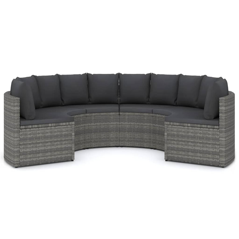 6-delige Loungeset met kussens poly rattan grijs MeubelReus