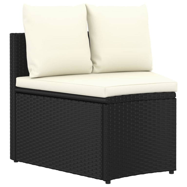 9-delige Loungeset met kussens poly rattan zwart MeubelReus