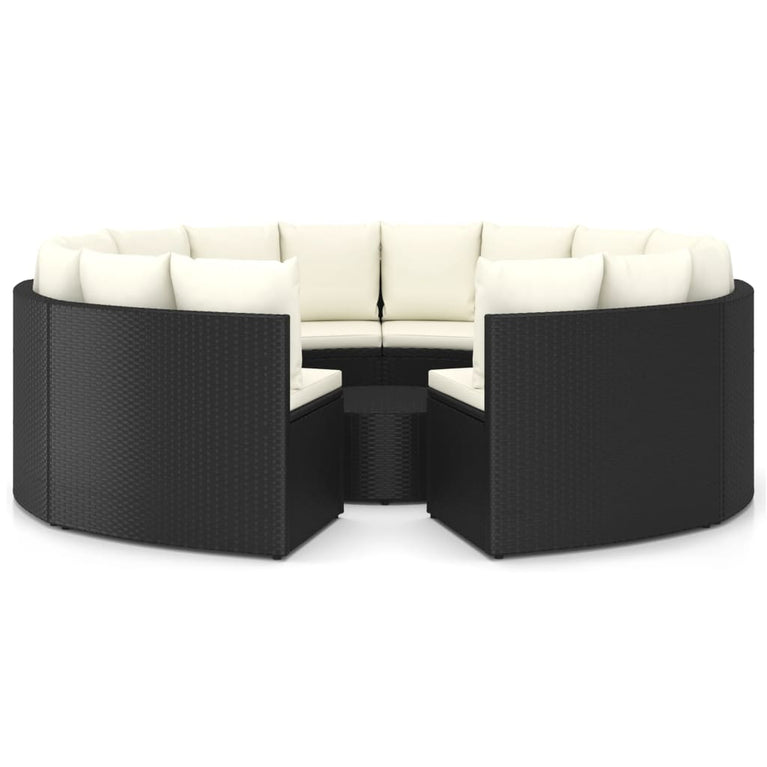 9-delige Loungeset met kussens poly rattan zwart MeubelReus