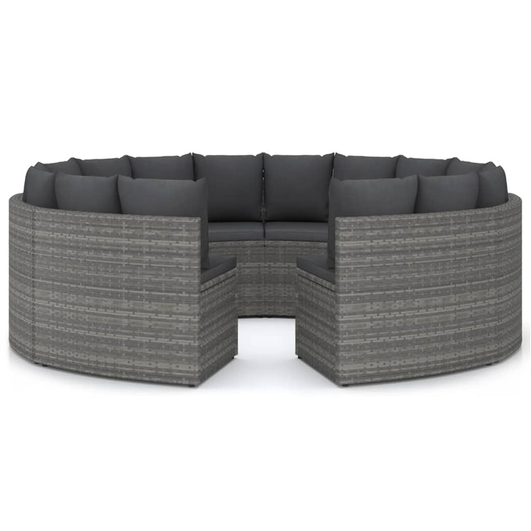 8-delige Loungeset met kussens poly rattan grijs MeubelReus