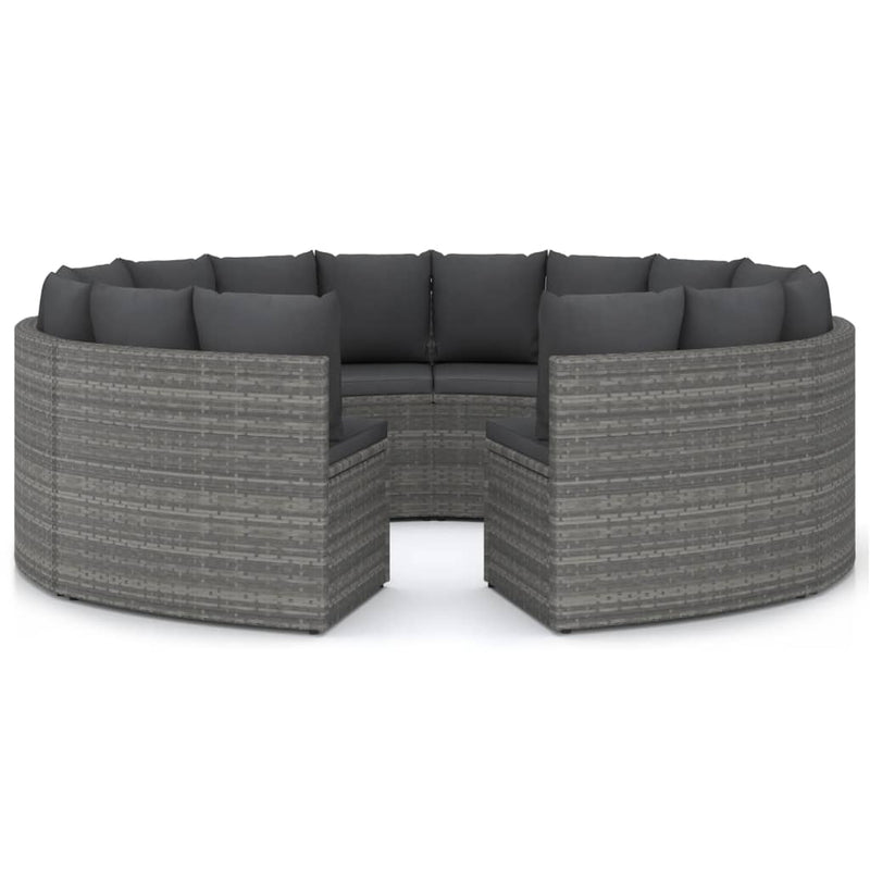 8-delige Loungeset met kussens poly rattan grijs MeubelReus
