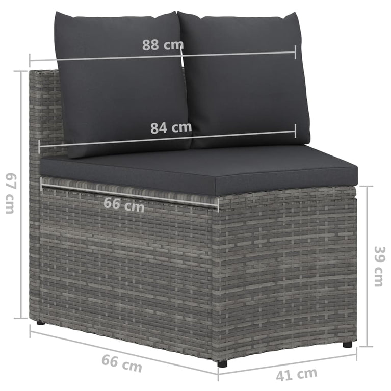 8-delige Loungeset met kussens poly rattan grijs MeubelReus