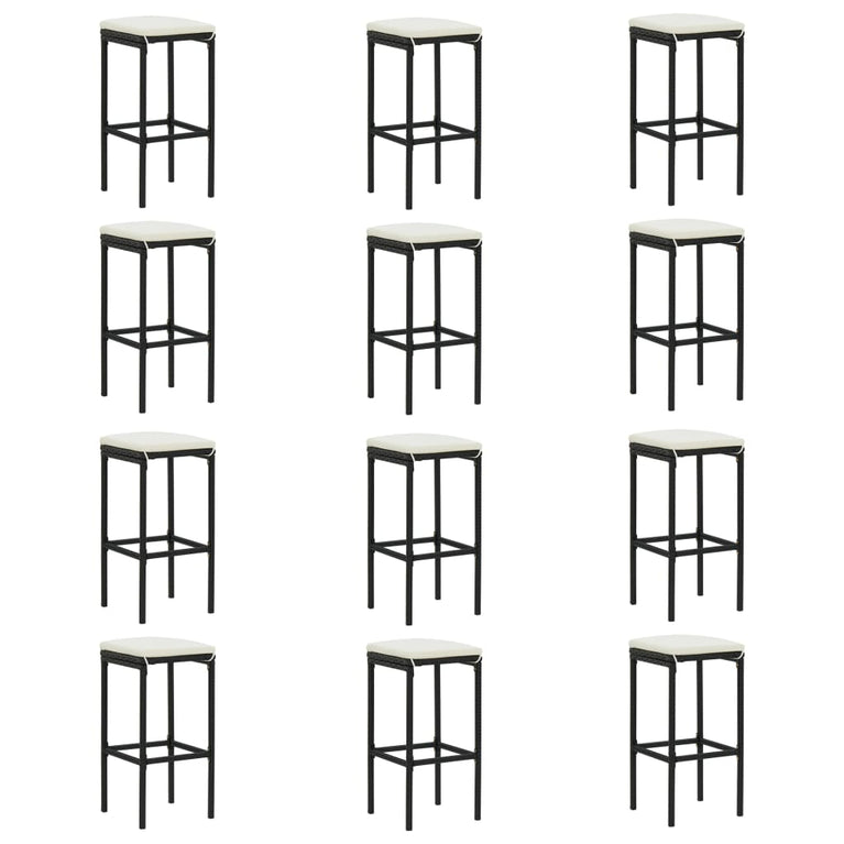 16-delige Tuinbarset met kussens poly rattan zwart MeubelReus