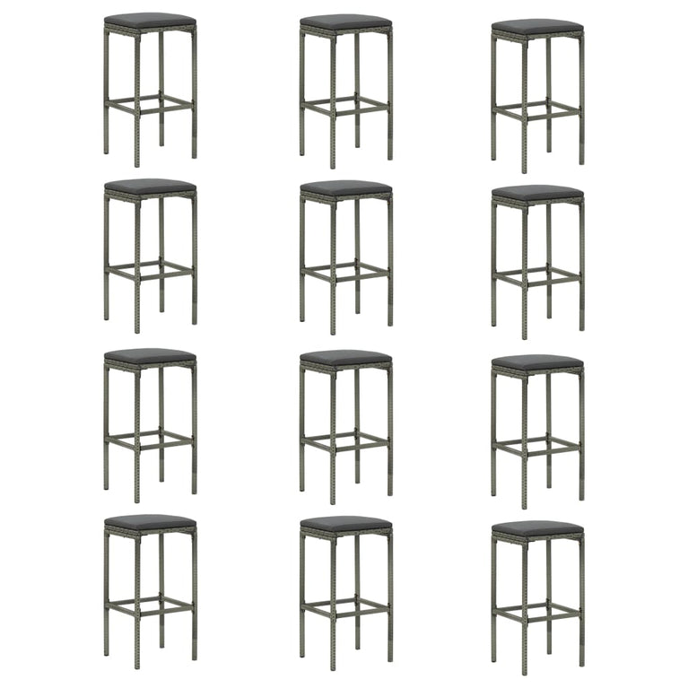 16-delige Tuinbarset met kussens poly rattan grijs MeubelReus