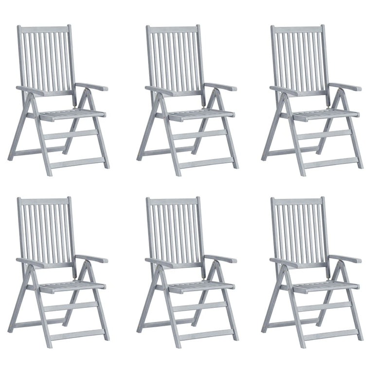 Tuinstoelen 6 st verstelbaar met kussens massief acaciahout