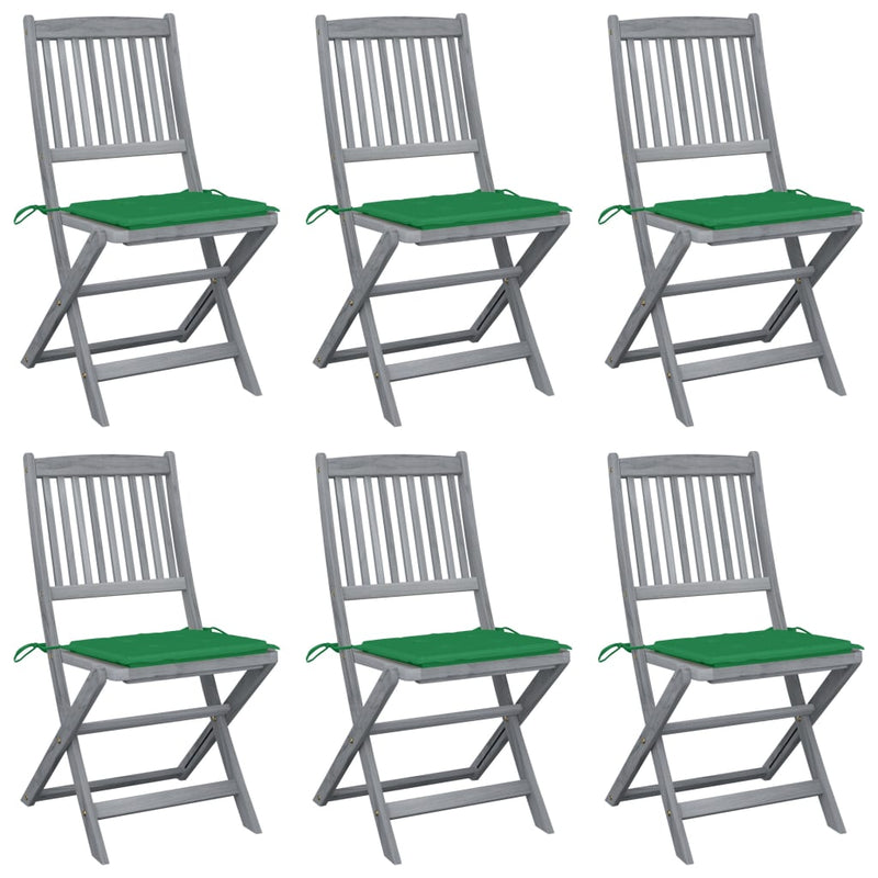 Tuinstoelen inklapbaar 6 st met kussens massief acaciahout MeubelReus