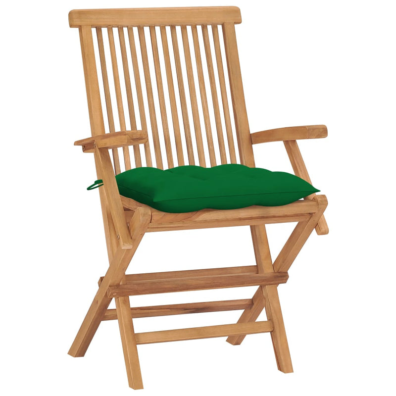Tuinstoelen 4 st met groene kussens massief teakhout MeubelReus
