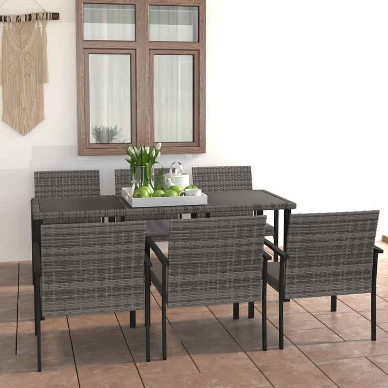 7-delige Tuinset poly rattan grijs MeubelReus