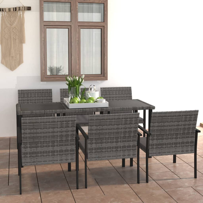 7-delige Tuinset poly rattan grijs MeubelReus