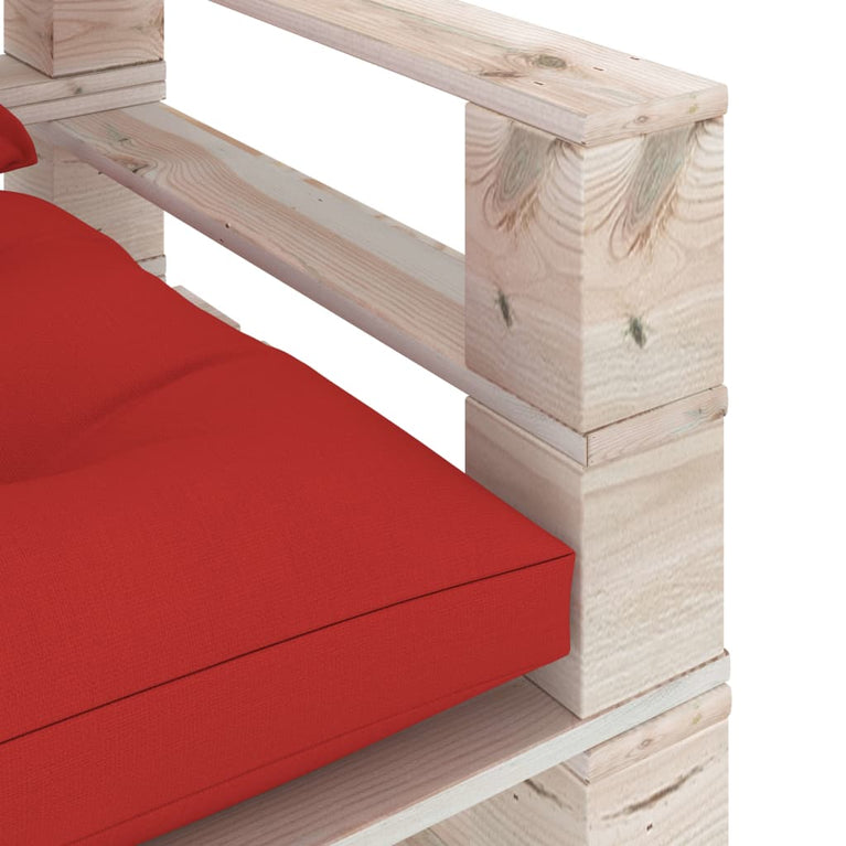 Tuinbank met rode kussens pallet grenenhout MeubelReus