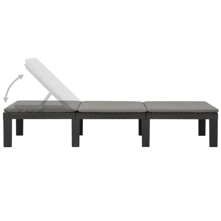 Ligbed met kussen kunststof antracietkleurig MeubelReus