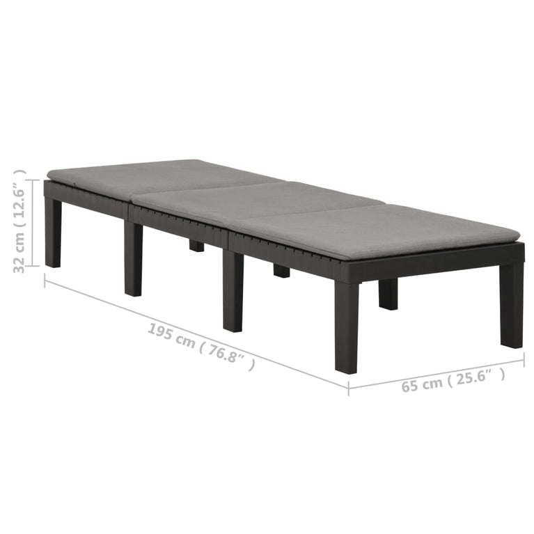 Ligbed met kussen kunststof antracietkleurig MeubelReus