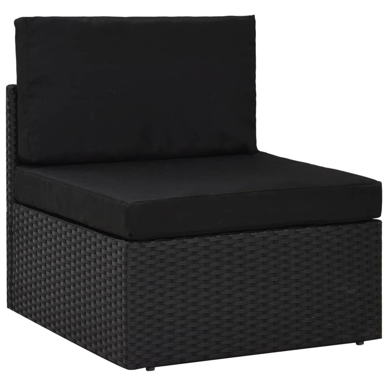 9-delige Loungeset met kussens poly rattan zwart MeubelReus