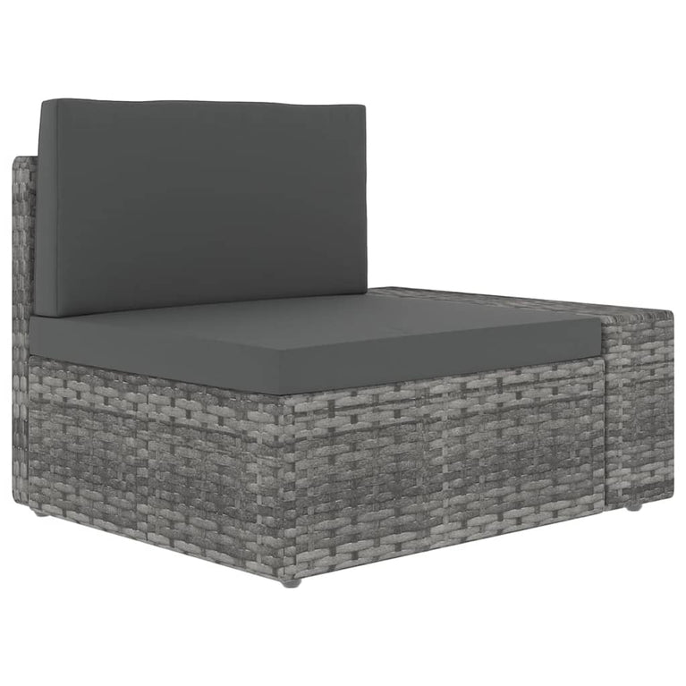 9-delige Loungeset met kussens poly rattan grijs MeubelReus