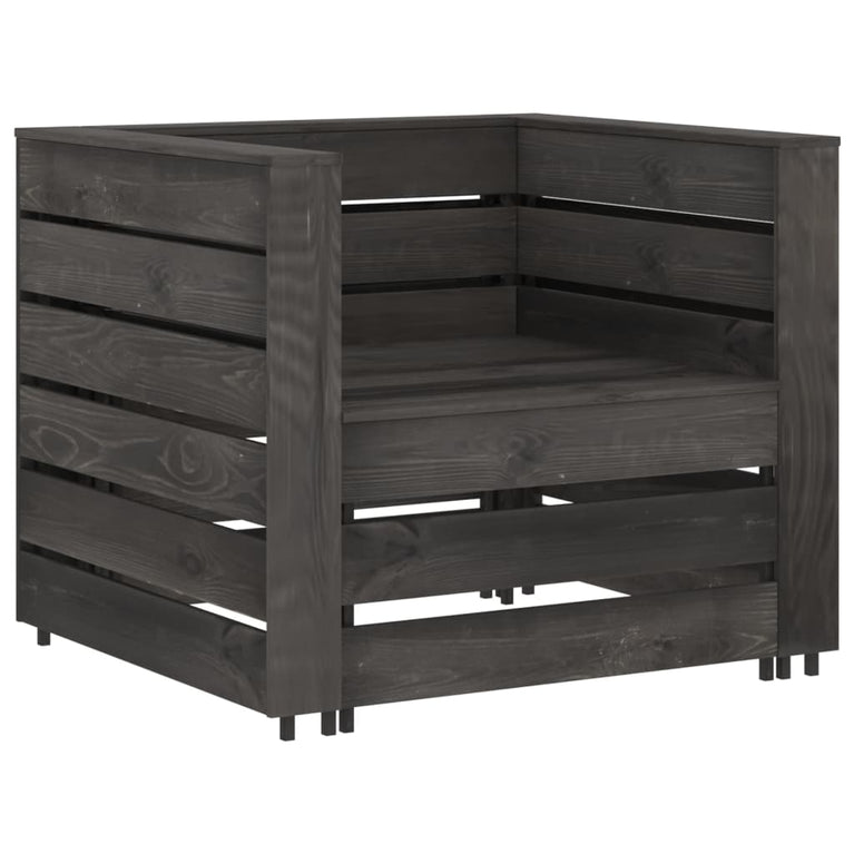 2-delige Loungeset pallet geïmpregneerd grenenhout grijs MeubelReus