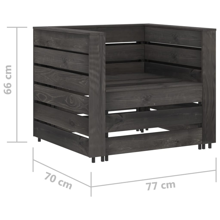 2-delige Loungeset pallet geïmpregneerd grenenhout grijs MeubelReus