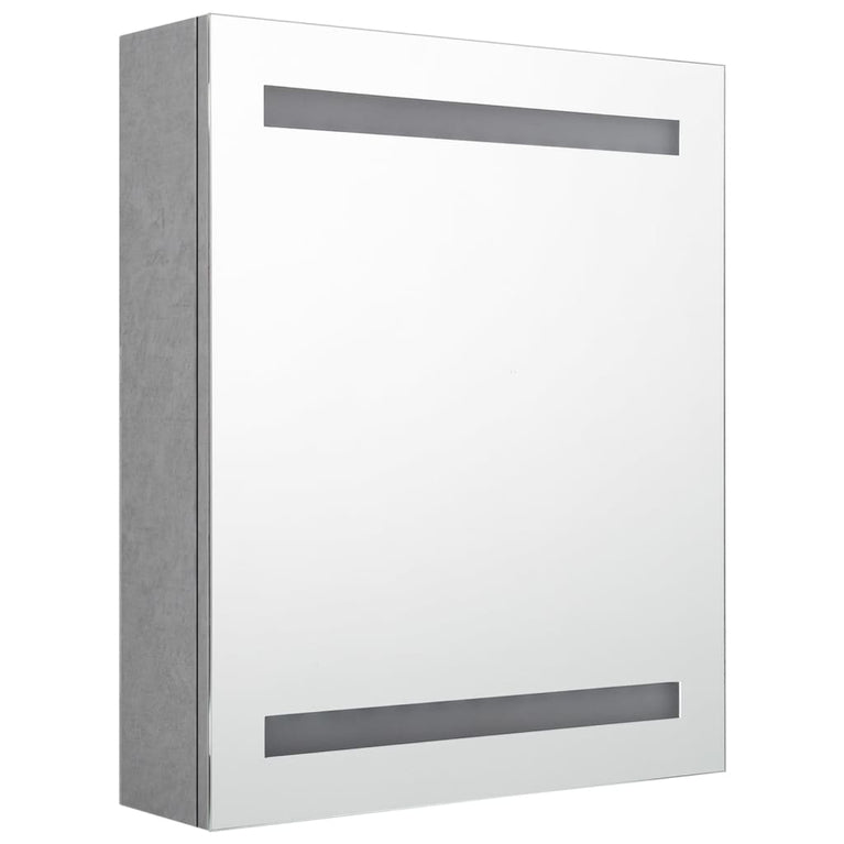 Badkamerkast met spiegel en LED 50x14x60 cm betongrijs MeubelReus