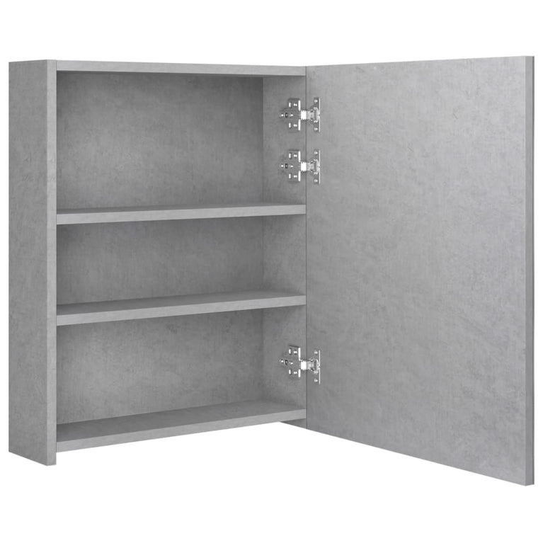 Badkamerkast met spiegel en LED 50x14x60 cm betongrijs MeubelReus