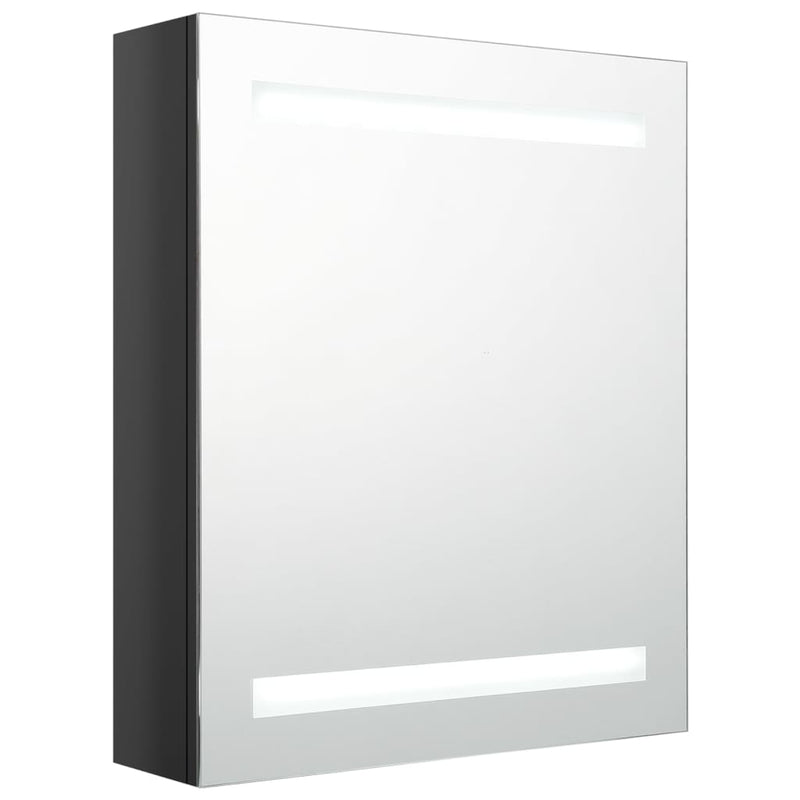 Badkamerkast met spiegel en LED 50x14x60 cm glanzend zwart MeubelReus