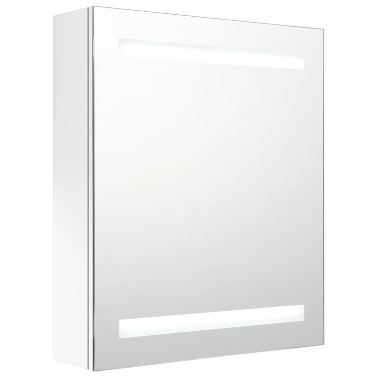 Badkamerkast met spiegel en LED 50x14x60 cm glanzend wit MeubelReus