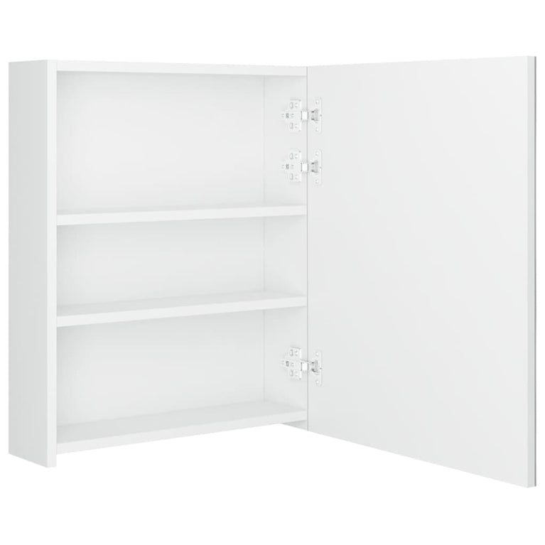 Badkamerkast met spiegel en LED 50x14x60 cm glanzend wit MeubelReus