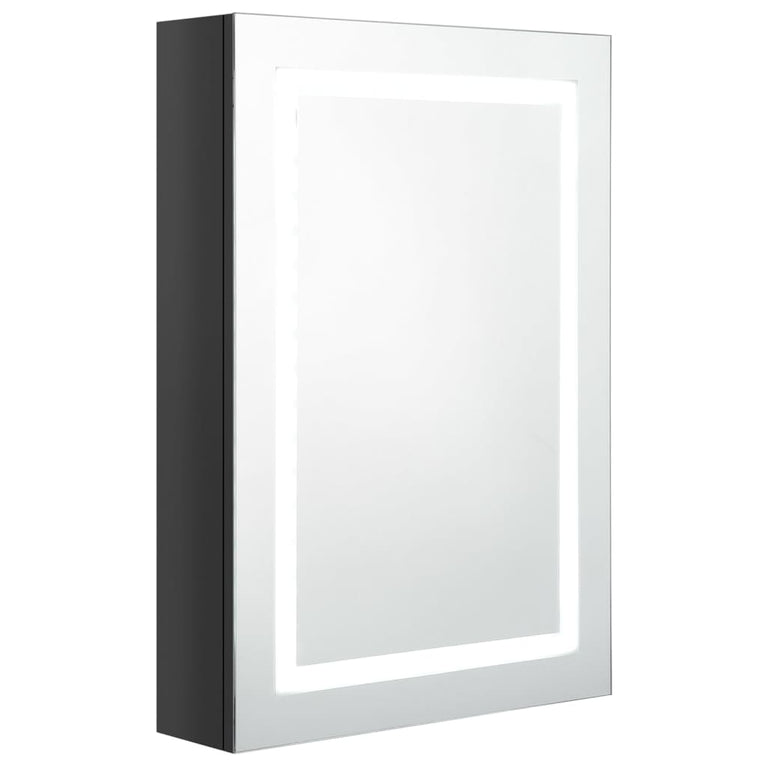 Badkamerkast met spiegel LED 50x13x70 cm glanzend zwart MeubelReus