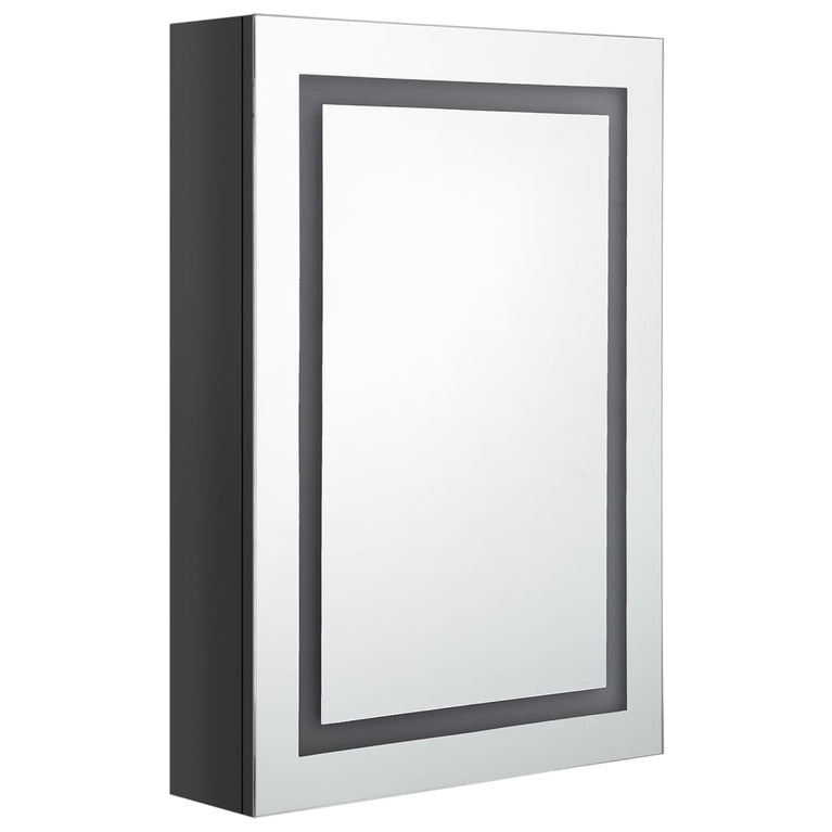 Badkamerkast met spiegel LED 50x13x70 cm glanzend zwart MeubelReus