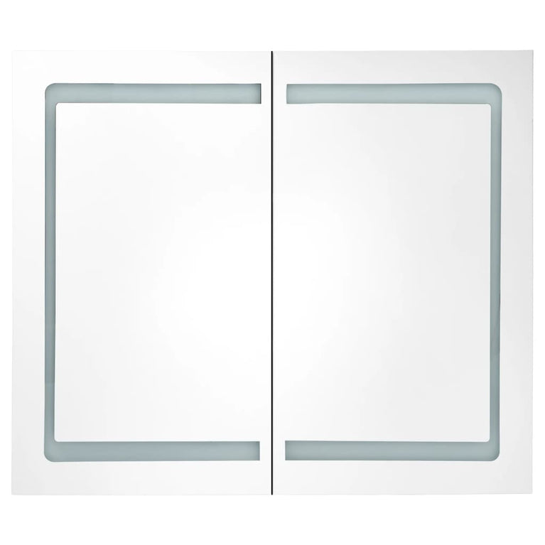 Badkamerkast met spiegel en LED 80x12x68 cm eikenkleurig MeubelReus
