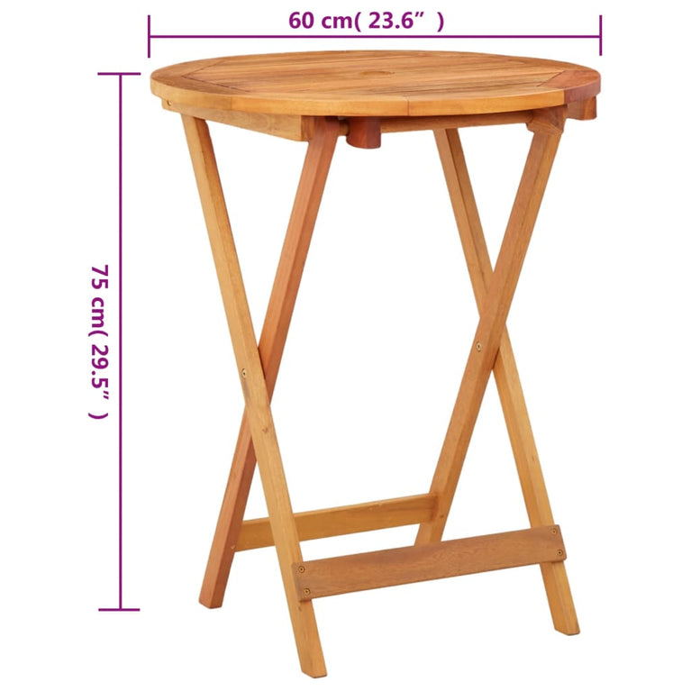 Tuintafel inklapbaar Ø60x75 cm massief eucalyptushout MeubelReus