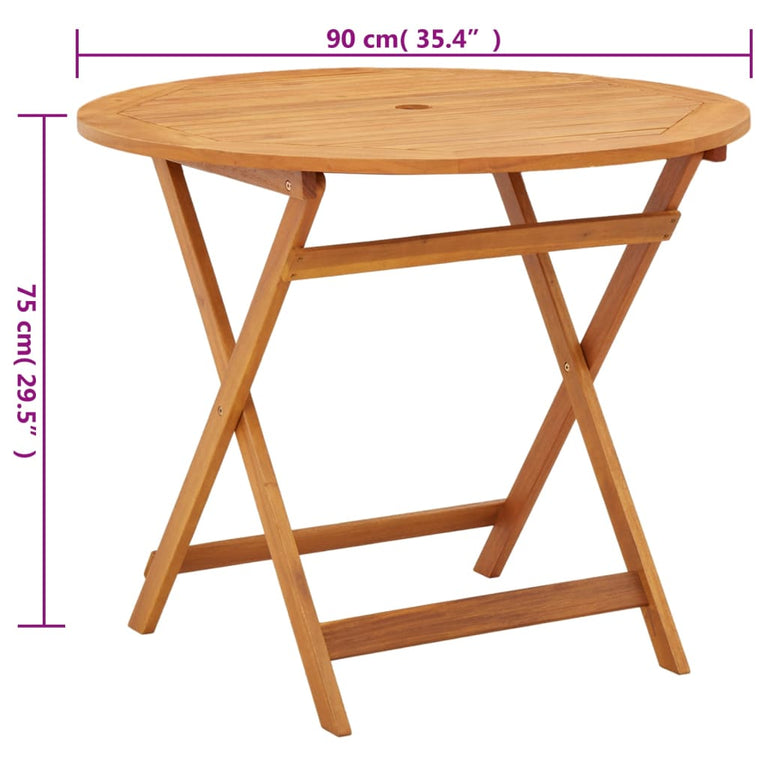 Tuintafel inklapbaar Ø90x75 cm massief eucalyptushout