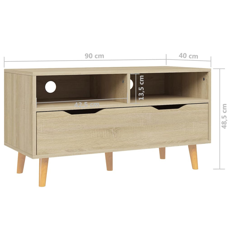 Tv-meubel 90x40x48,5 cm bewerkt hout sonoma eikenkleurig MeubelReus