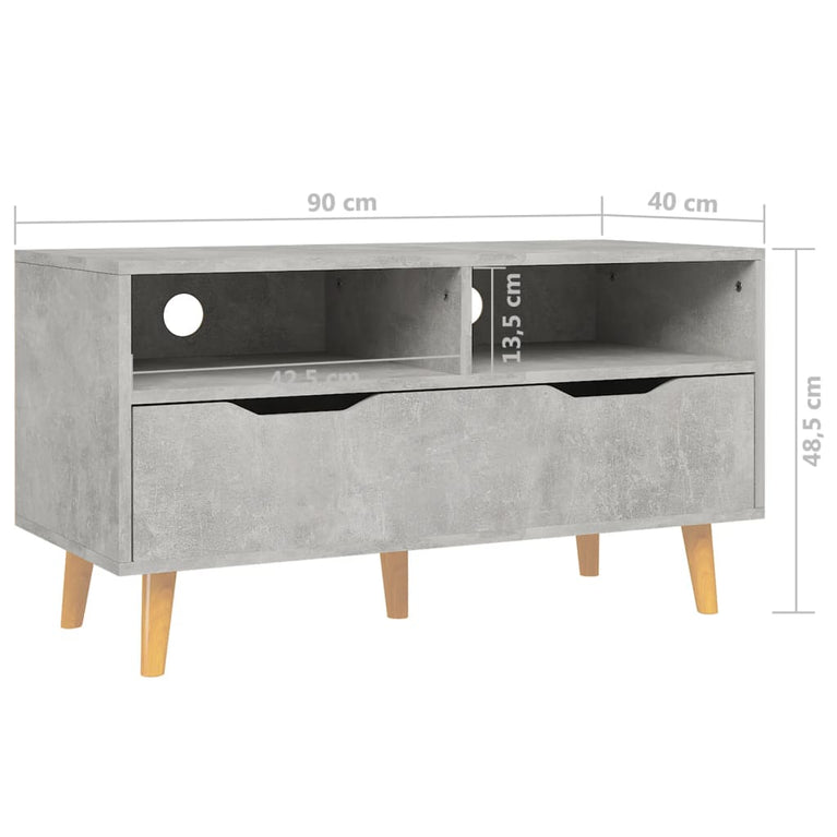 Tv-meubel 90x40x48,5 cm bewerkt hout betongrijs MeubelReus