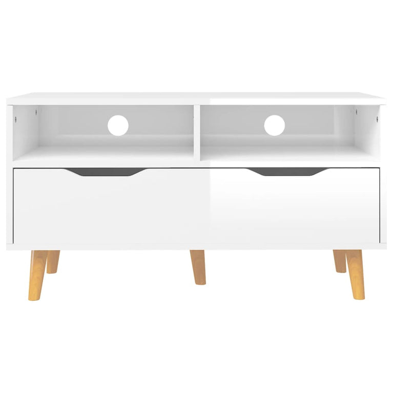 Tv-meubel 90x40x48,5x cm bewerkt hout hoogglans wit MeubelReus