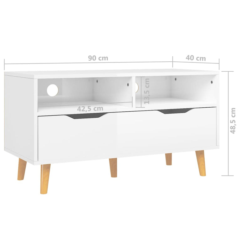 Tv-meubel 90x40x48,5x cm bewerkt hout hoogglans wit MeubelReus