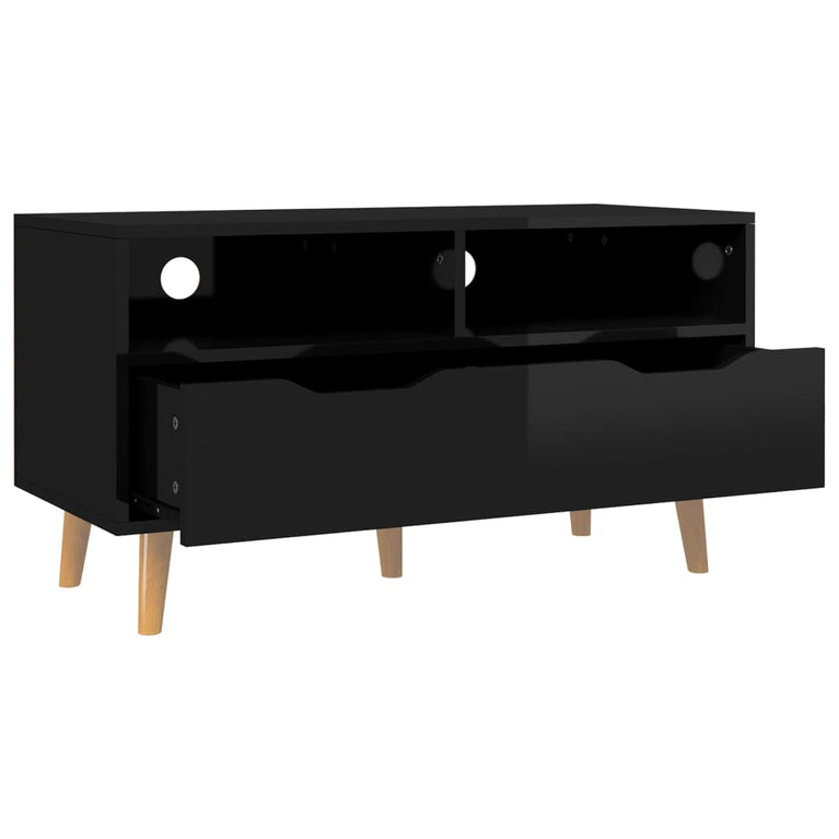 Tv-meubel 90x40x48,5 cm bewerkt hout hoogglans zwart MeubelReus