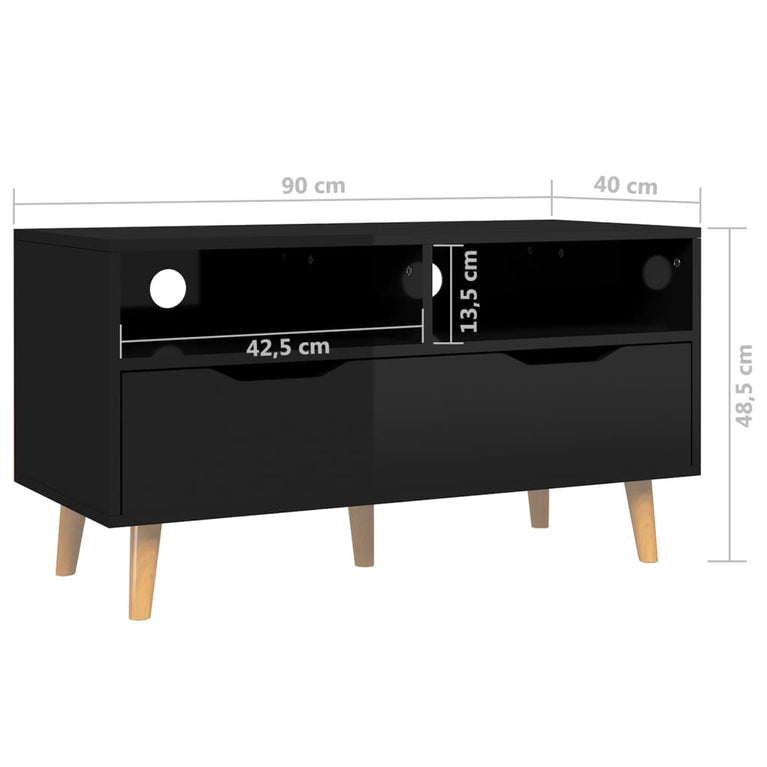Tv-meubel 90x40x48,5 cm bewerkt hout hoogglans zwart MeubelReus