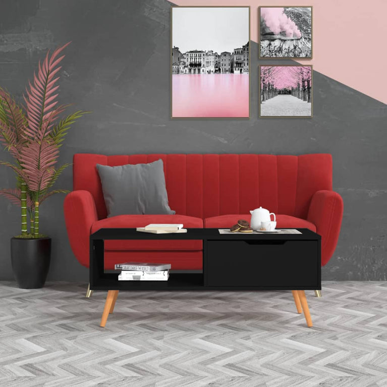 Salontafel 100x49,5x43 cm spaanplaat zwart MeubelReus