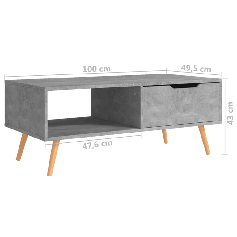 Salontafel 100x49,5x43 cm spaanplaat betongrijs MeubelReus