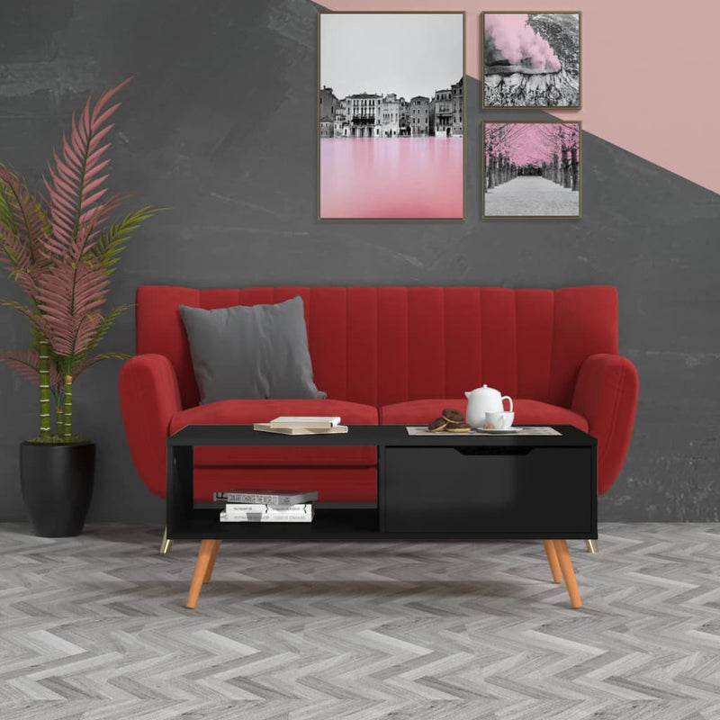 Salontafel 100x49,5x43 cm spaanplaat hoogglans zwart MeubelReus