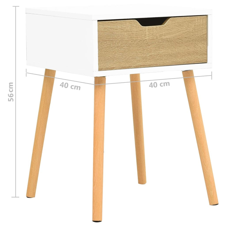 Nachtkastjes 2 st 40x40x56 cm spaanplaat wit en sonoma eiken MeubelReus