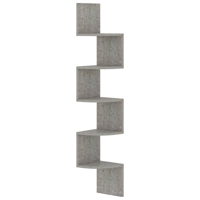 Hoekwandschap 19x19x123 cm bewerkt hout betongrijs MeubelReus