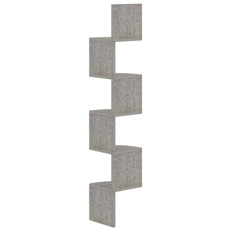 Hoekwandschap 19x19x123 cm bewerkt hout betongrijs MeubelReus