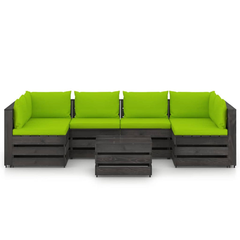 7-delige Loungeset met kussens grijs geïmpregneerd hout MeubelReus