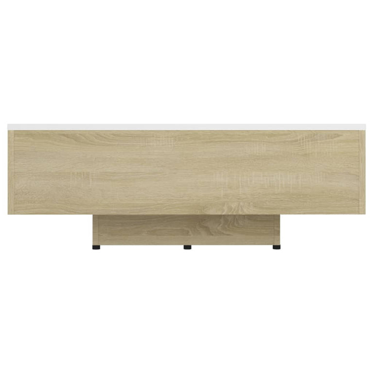 Salontafel 85x55x31 cm spaanplaat wit en sonoma eikenkleurig MeubelReus