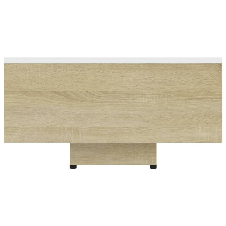 Salontafel 85x55x31 cm spaanplaat wit en sonoma eikenkleurig MeubelReus